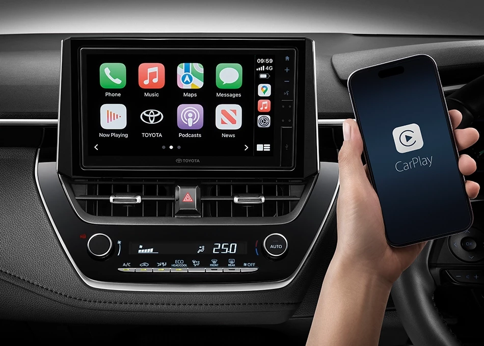 หน้าจอสัมผัสขนาด 9 นิ้ว รองรับ Apple CarPlay และ Android Auto แบบไร้สาย