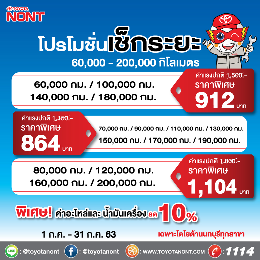 โปรโมชั่นเช็กรถ...#อะไหล่เเท้คุณภาพครบ !!เมื่อเช็กระยะ 60,000-200,000 กม.